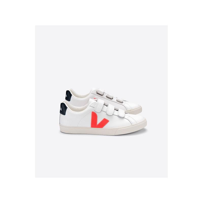 Tenis Veja Mujer Outlet - Esplar Zapatillas Blancas Naranjas Cuero ES3651562